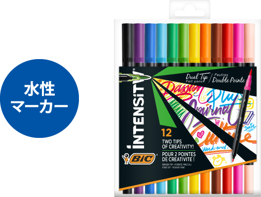 BIC インテンシティ 水性デュアルチップマーカー 12色